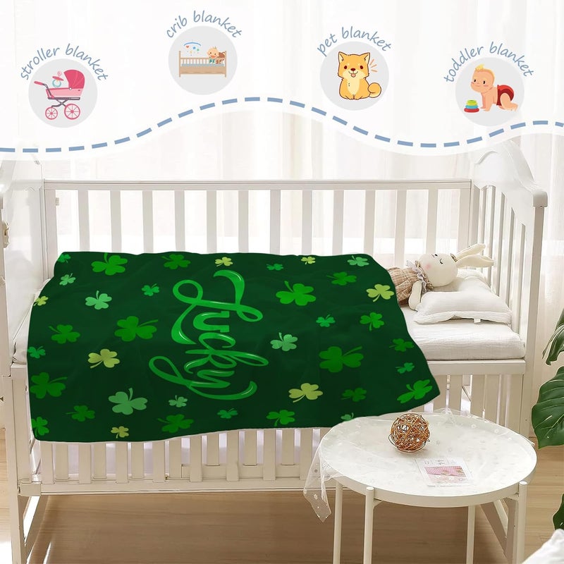YeeJu St Patricks Day Baby Throw Blanket Small Decorative Green Lucky Shamrocks Blanket Toddler Swaddle Crib Soft Lightweight Fuzzy Plush Fleece Blankets Saint Patricks Day Irish Gift Blanket 30x40 - Image 4